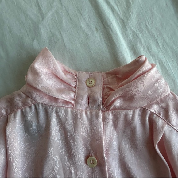 Vintage JL Plum Silky Damask Shell Pink High Neck Blouse - Picture 8 of 14